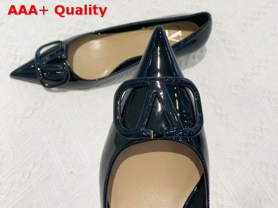 Valentino Vlogo Signature Patent Leather Pump in Black Replica