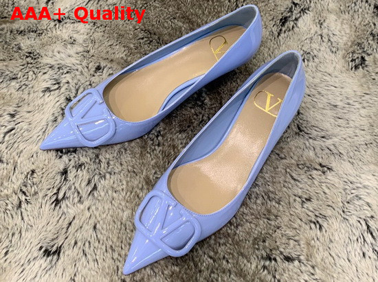 Valentino Vlogo Signature Patent Leather Pump in Light Blue Replica