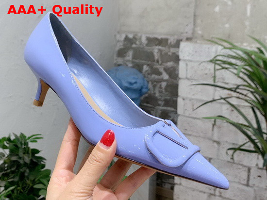 Valentino Vlogo Signature Patent Leather Pump in Light Blue Replica