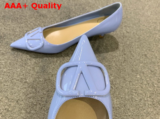 Valentino Vlogo Signature Patent Leather Pump in Light Blue Replica