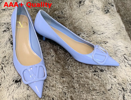 Valentino Vlogo Signature Patent Leather Pump in Light Blue Replica