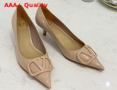 Valentino Vlogo Signature Patent Leather Pump in Nude Replica