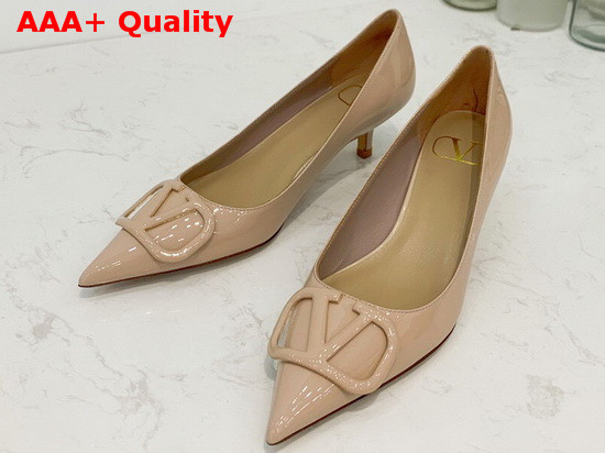 Valentino Vlogo Signature Patent Leather Pump in Nude Replica