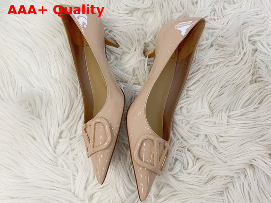 Valentino Vlogo Signature Patent Leather Pump in Nude Replica