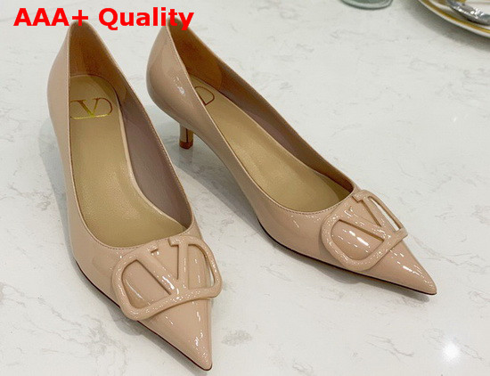 Valentino Vlogo Signature Patent Leather Pump in Nude Replica