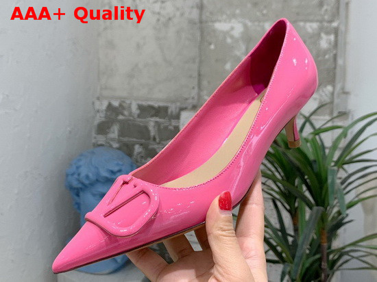 Valentino Vlogo Signature Patent Leather Pump in Pink Replica