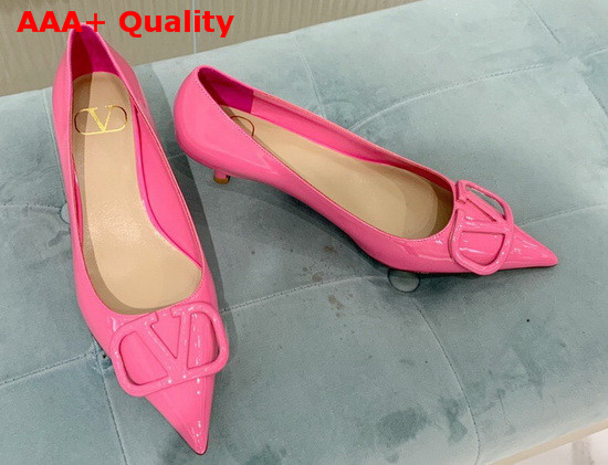 Valentino Vlogo Signature Patent Leather Pump in Pink Replica