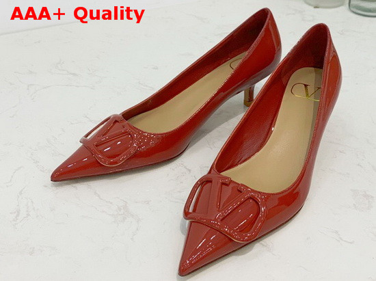 Valentino Vlogo Signature Patent Leather Pump in Red Replica