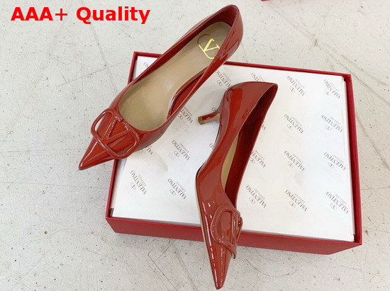 Valentino Vlogo Signature Patent Leather Pump in Red Replica