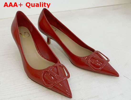 Valentino Vlogo Signature Patent Leather Pump in Red Replica