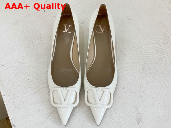 Valentino Vlogo Signature Patent Leather Pump in White Replica