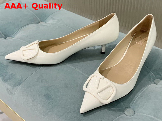 Valentino Vlogo Signature Patent Leather Pump in White Replica