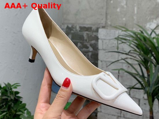 Valentino Vlogo Signature Patent Leather Pump in White Replica