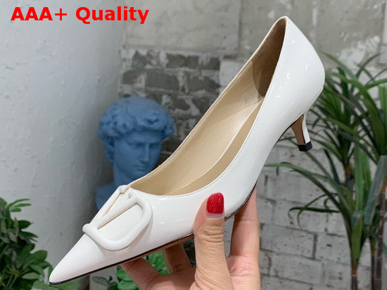 Valentino Vlogo Signature Patent Leather Pump in White Replica