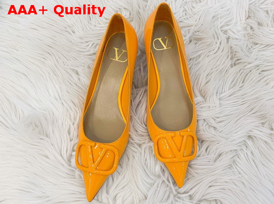 Valentino Vlogo Signature Patent Leather Pump in Yellow Replica