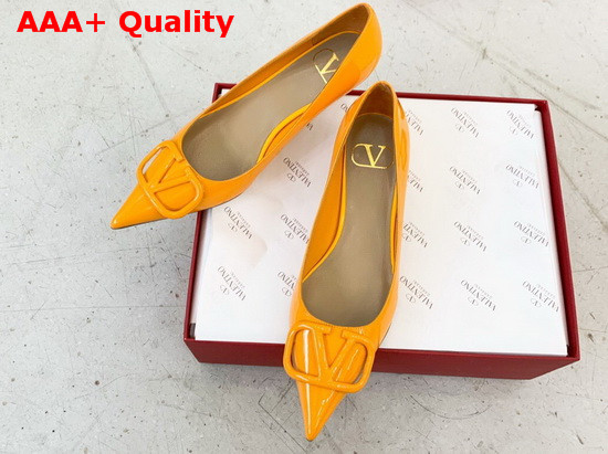 Valentino Vlogo Signature Patent Leather Pump in Yellow Replica