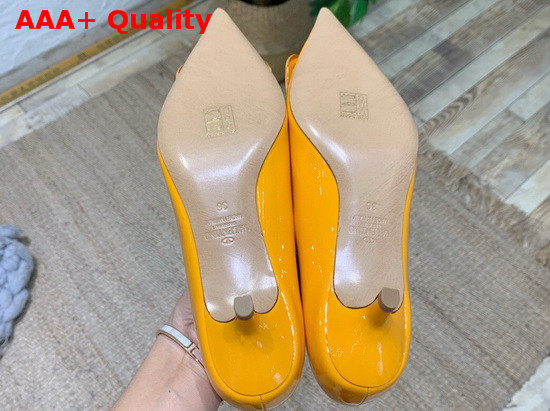 Valentino Vlogo Signature Patent Leather Pump in Yellow Replica