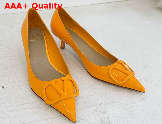 Valentino Vlogo Signature Patent Leather Pump in Yellow Replica