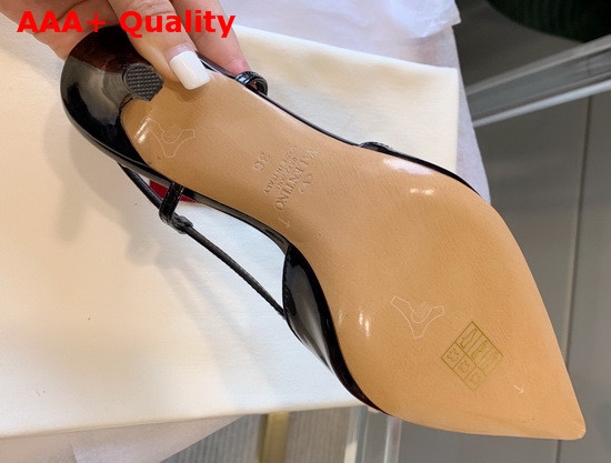 Valentino Vlogo Signature Patent Leather Slingback Pump 80mm Black Replica