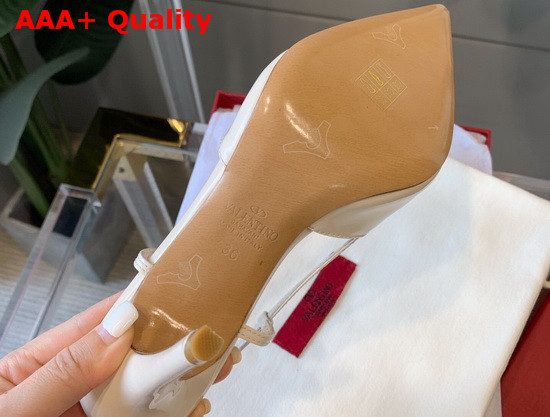 Valentino Vlogo Signature Patent Leather Slingback Pump 80mm Ivory Replica