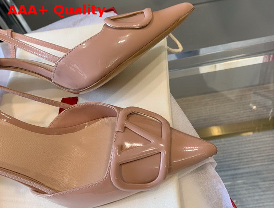 Valentino Vlogo Signature Patent Leather Slingback Pump 80mm Rose Cannelle Replica