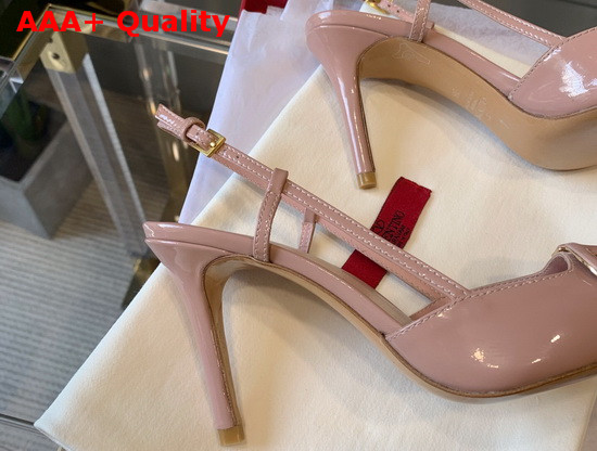 Valentino Vlogo Signature Patent Leather Slingback Pump 80mm Rose Cannelle Replica