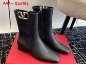 Valentino Vlogo Type Ankle Boot in Black Calfskin Replica