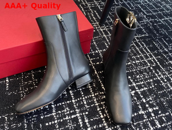 Valentino Vlogo Type Ankle Boot in Black Calfskin Replica