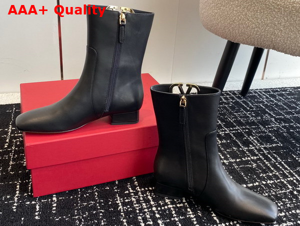 Valentino Vlogo Type Ankle Boot in Black Calfskin Replica