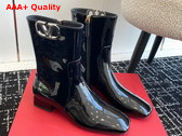 Valentino Vlogo Type Ankle Boot in Black Patent Calfskin Replica