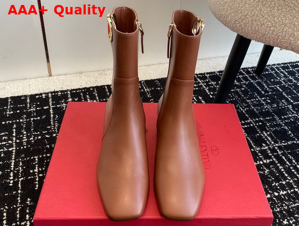 Valentino Vlogo Type Ankle Boot in Tan Calfskin Replica