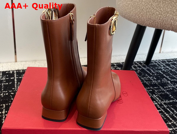 Valentino Vlogo Type Ankle Boot in Tan Calfskin Replica