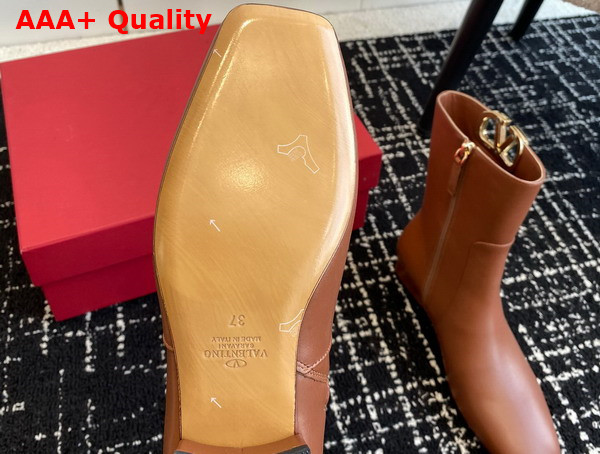 Valentino Vlogo Type Ankle Boot in Tan Calfskin Replica