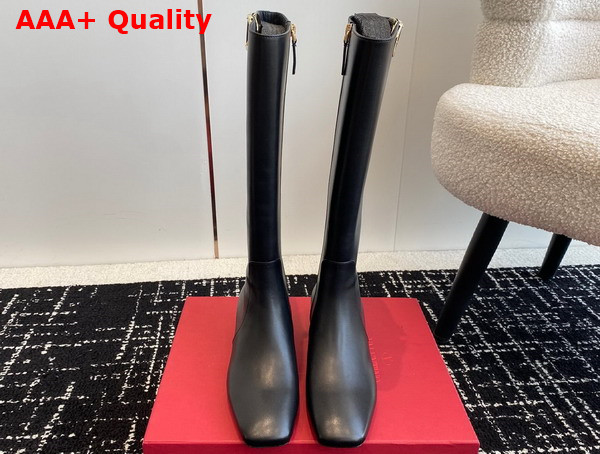 Valentino Vlogo Type Boot in Black Calfskin Replica