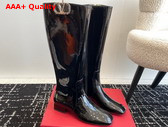 Valentino Vlogo Type Boot in Black Patent Calfskin Replica