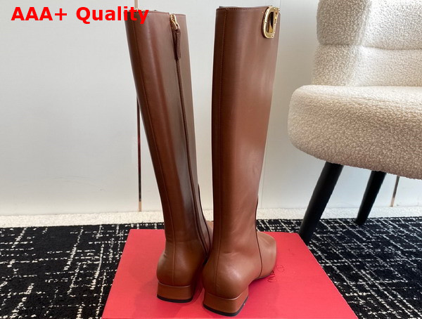 Valentino Vlogo Type Boot in Tan Calfskin Replica