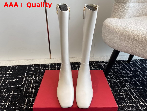 Valentino Vlogo Type Boot in White Calfskin Replica