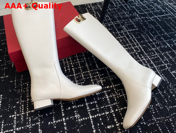 Valentino Vlogo Type Boot in White Calfskin Replica