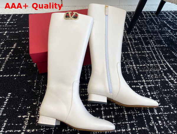 Valentino Vlogo Type Boot in White Calfskin Replica