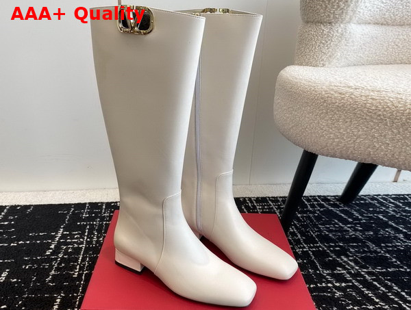 Valentino Vlogo Type Boot in White Calfskin Replica