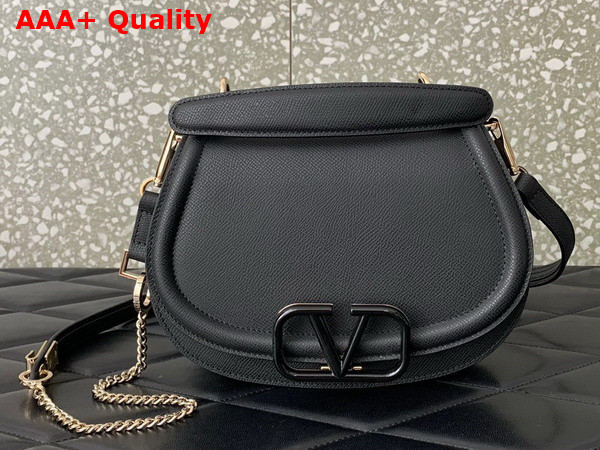 Valentino Vsling Shoulder Bag in Black Grainy Calfskin Replica