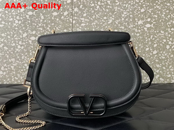 Valentino Vsling Shoulder Bag in Black Grainy Calfskin Replica