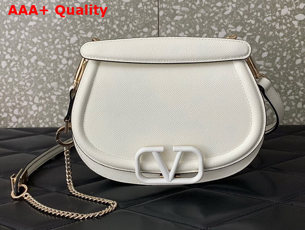 Valentino Vsling Shoulder Bag in Ivory Grainy Calfskin Replica