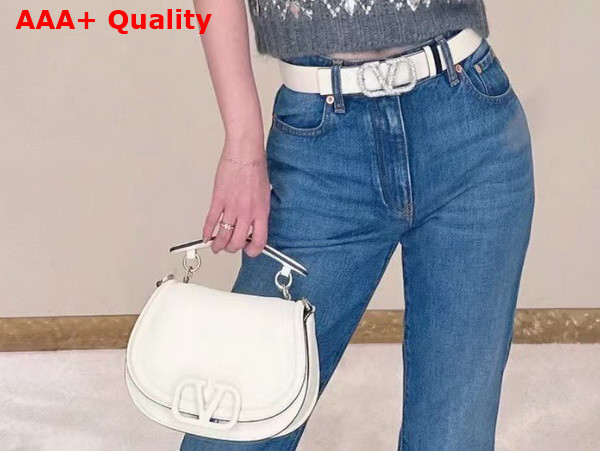 Valentino Vsling Shoulder Bag in Ivory Grainy Calfskin Replica