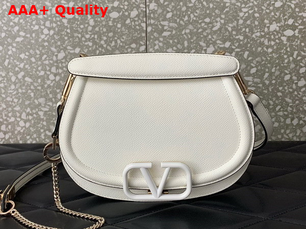 Valentino Vsling Shoulder Bag in Ivory Grainy Calfskin Replica